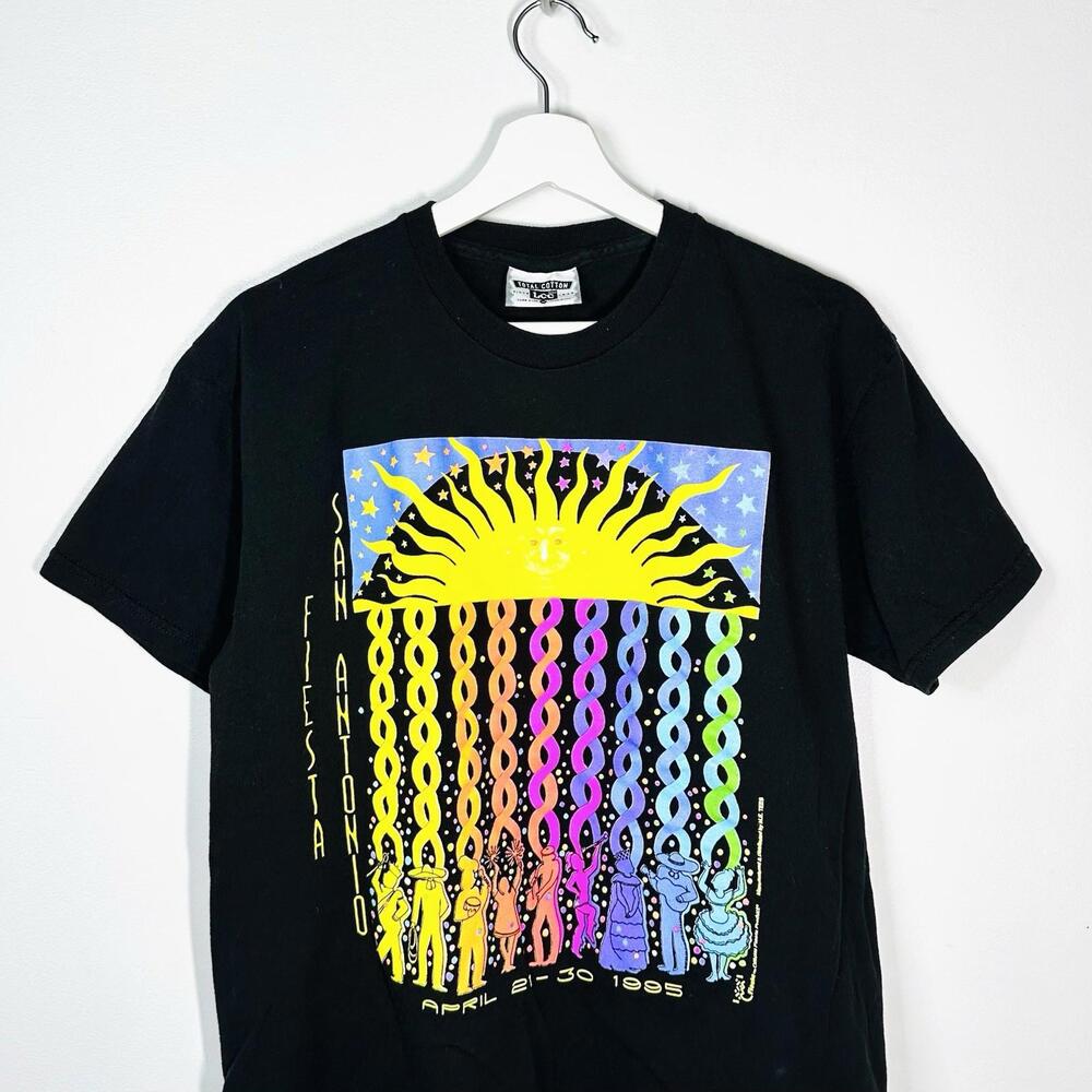 Vintage San Antonio T Shirt Size Medium 1990s Fiesta 1995 Black